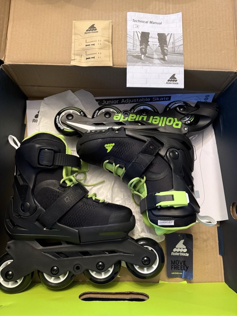 ROLLERBLADE Microblade SL Black/Lime Skates 07221900T83 New W/ Box